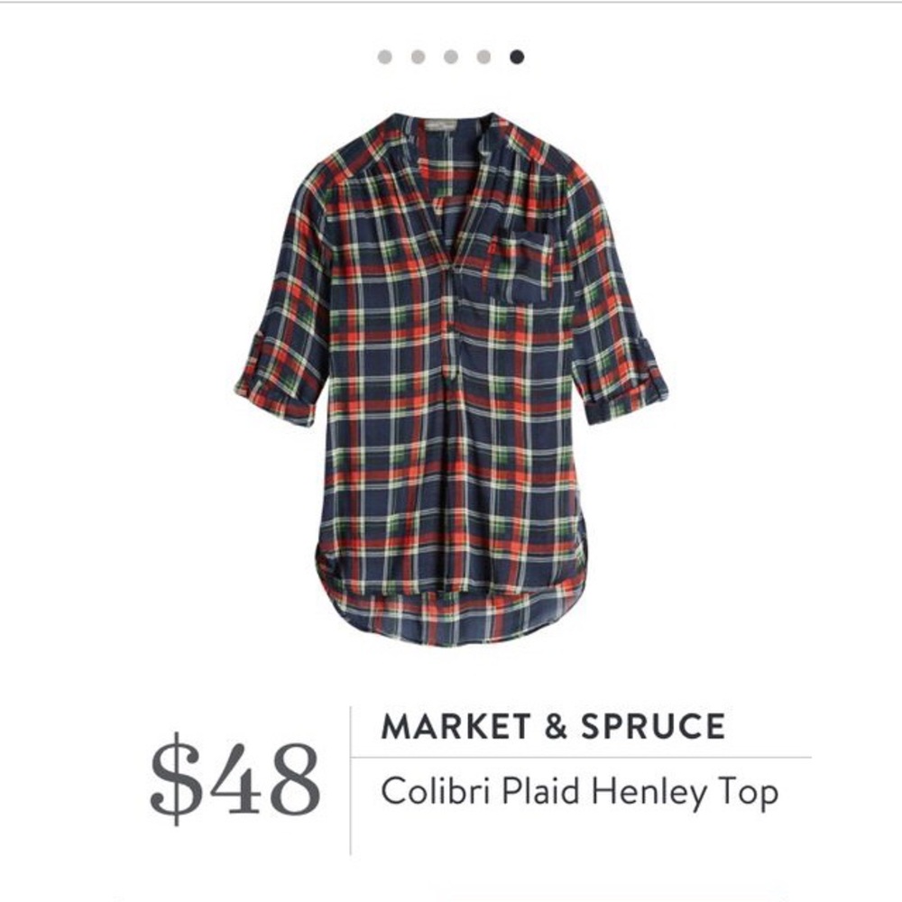 Market and Spruce Colibri Plaid Henley Top